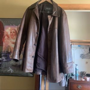 Eddie Bauer leather button up jacket